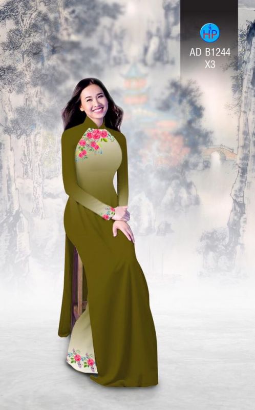 Vải áo dài hoa Hồng