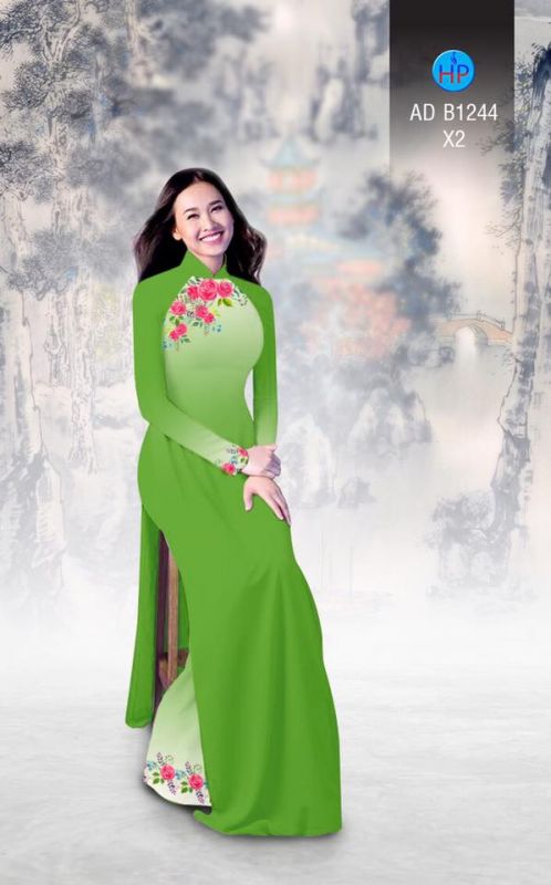 Vải áo dài hoa Hồng