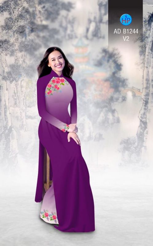 Vải áo dài hoa Hồng