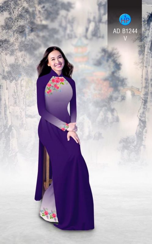 Vải áo dài hoa Hồng