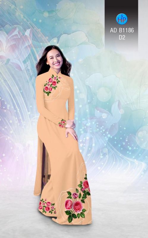 Vải áo dài hoa hồng