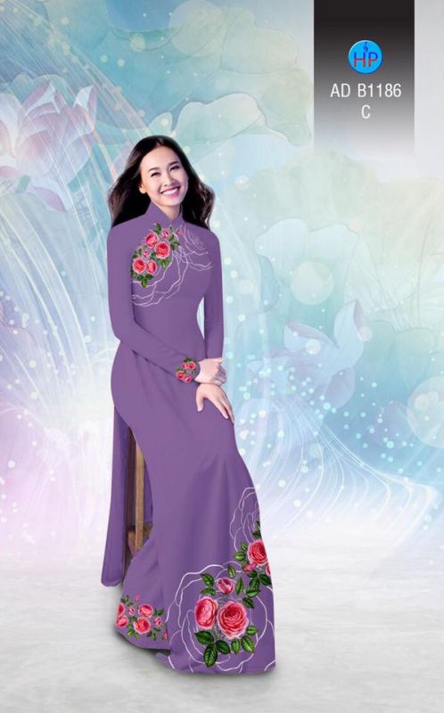 Vải áo dài hoa hồng