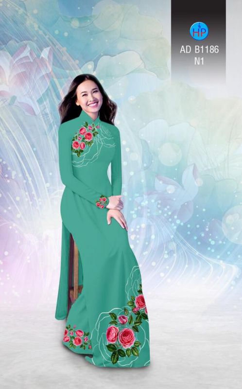 Vải áo dài hoa hồng