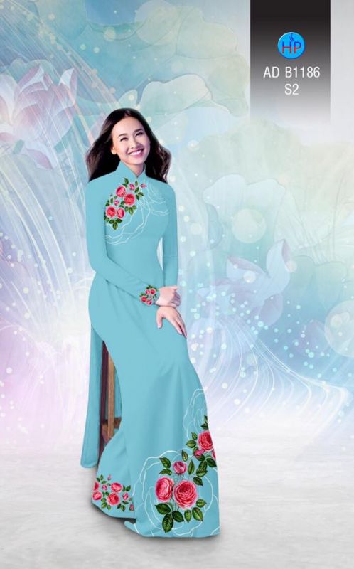 Vải áo dài hoa hồng