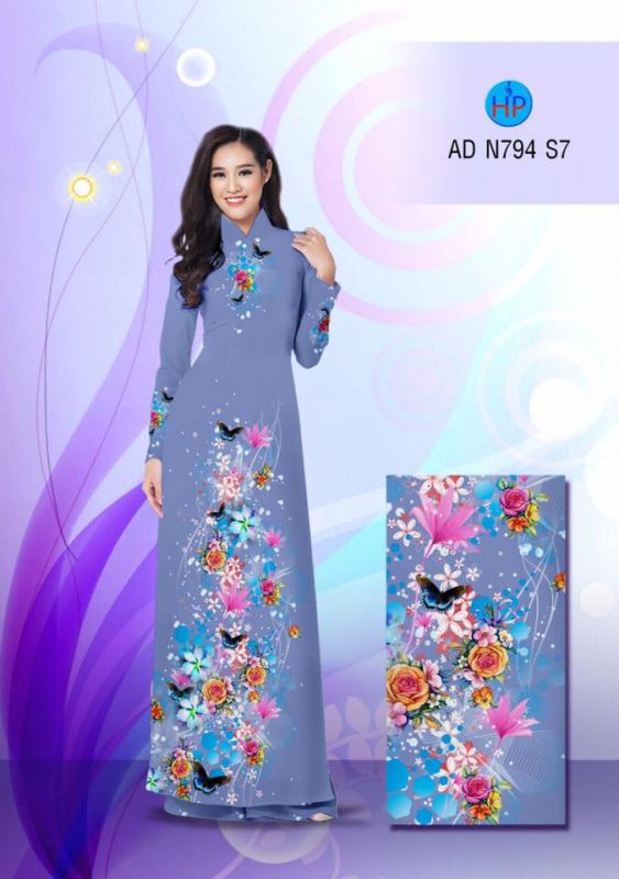 Vải áo dài hoa lấp lánh Vải áo dài hoa lấp lánh