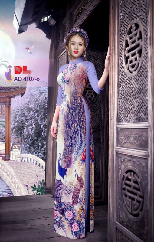 Vải áo dài chim Công