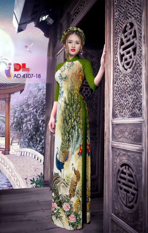 Vải áo dài chim Công