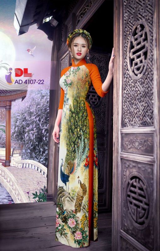 Vải áo dài chim Công