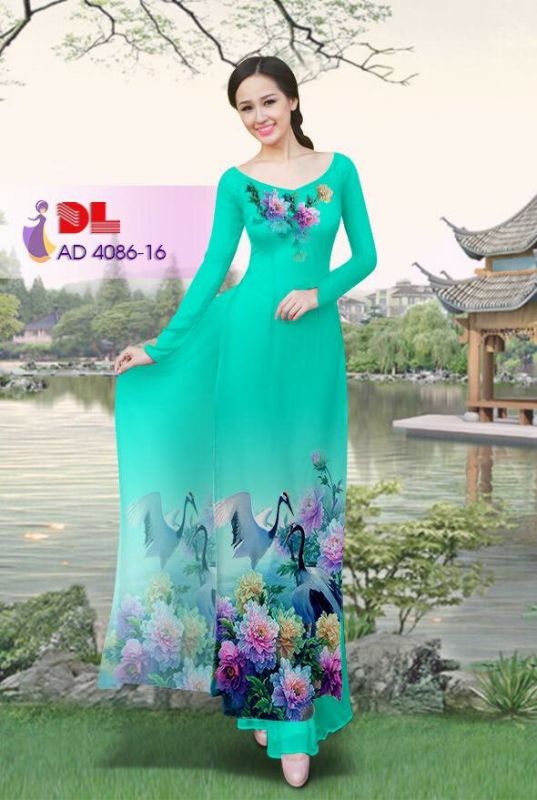Vải áo dài hoa và chim