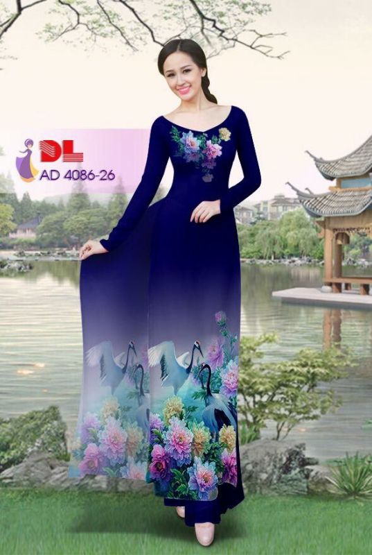 Vải áo dài hoa và chim
