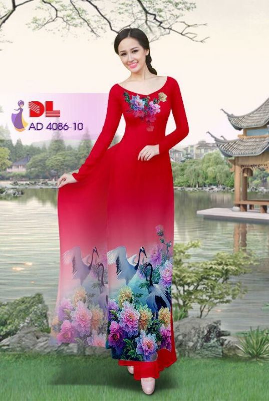 Vải áo dài hoa và chim