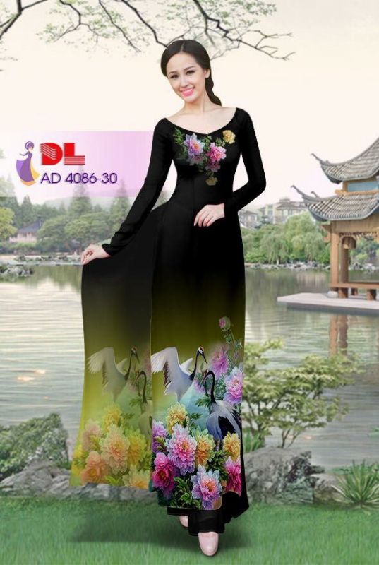 Vải áo dài hoa và chim