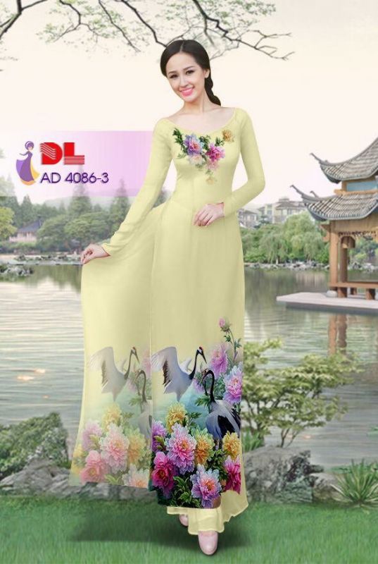 Vải áo dài hoa và chim