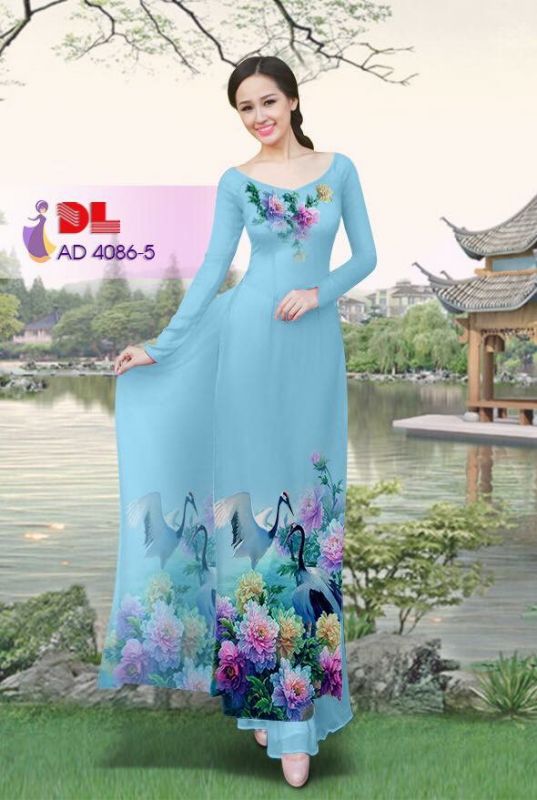 Vải áo dài hoa và chim