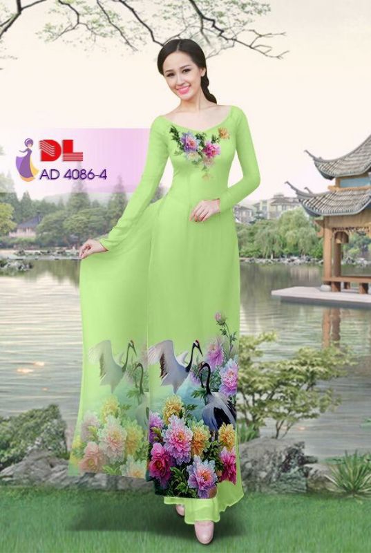 Vải áo dài hoa và chim