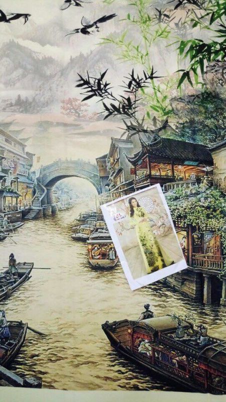 Vải áo dài phong cảnh