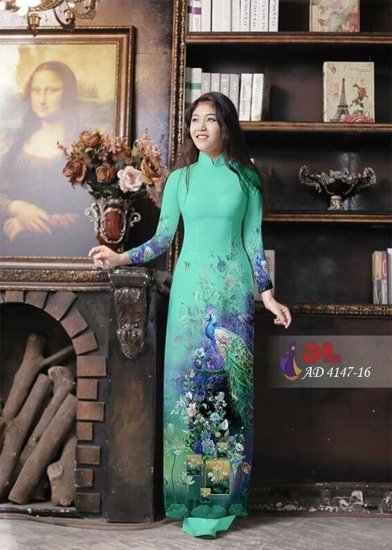 Vải áo dài chim Công
