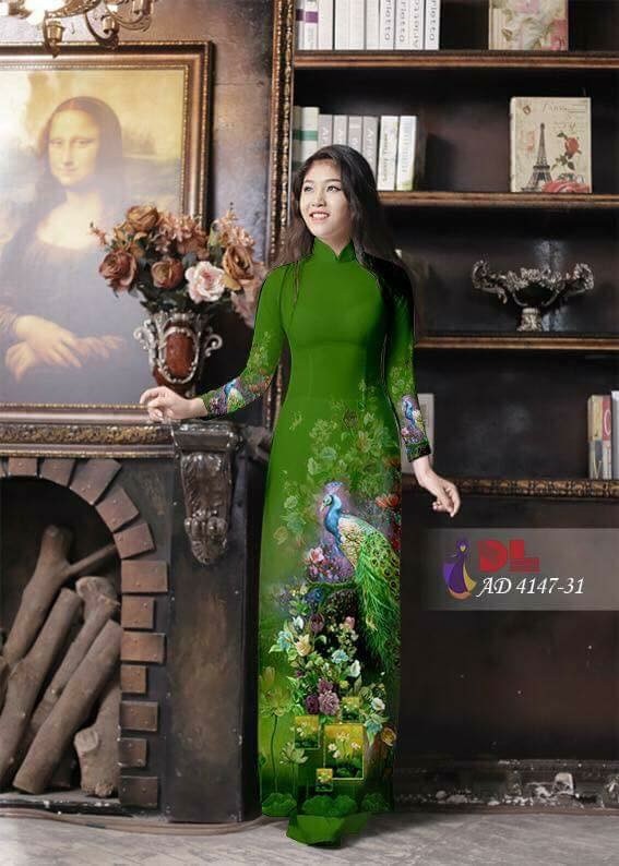 Vải áo dài chim Công