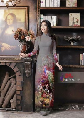 Vải áo dài chim Công-DT 3366