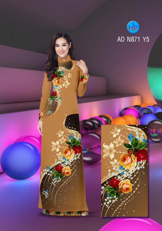 Vải áo dài hoa Hồng sang trọng
