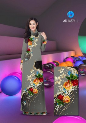 Vải áo dài hoa Hồng sang trọng-DT 3373