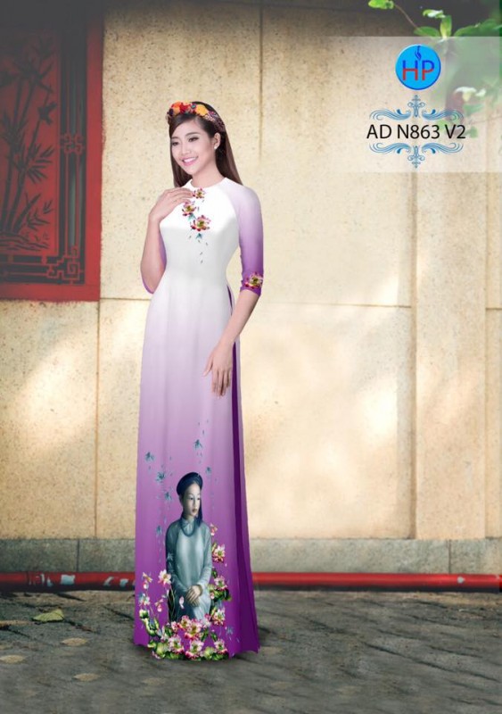 Vải áo dài hình thiếu nữ