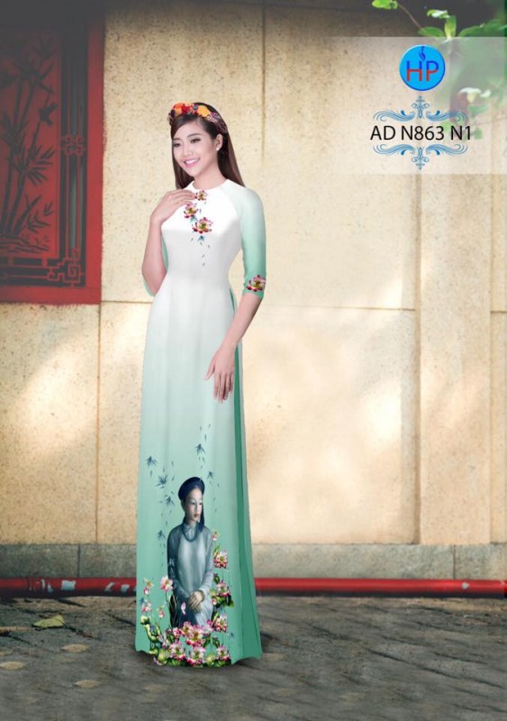 Vải áo dài hình thiếu nữ