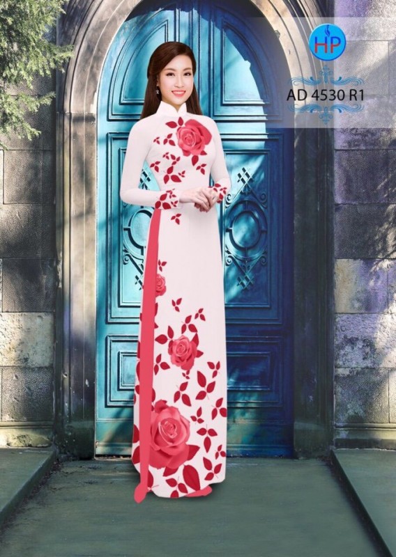 Vải áo dài hoa Hồng