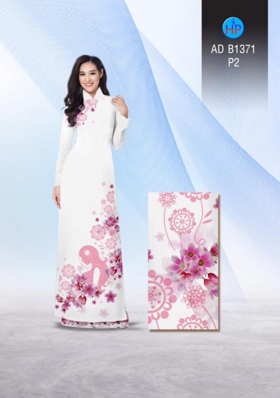 Vải áo dài hoa và thiếu nữ