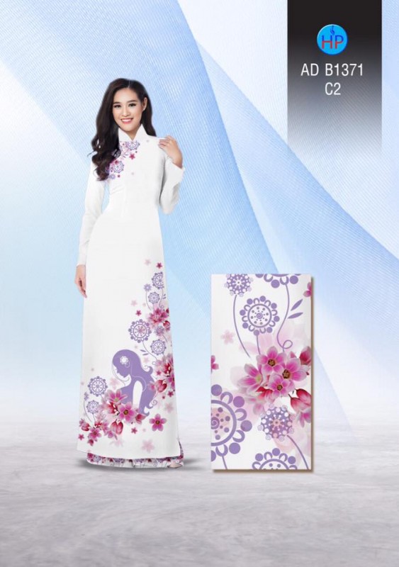Vải áo dài hoa và thiếu nữ