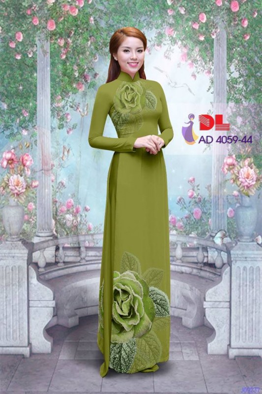 Vải áo dài hoa hồng 3D