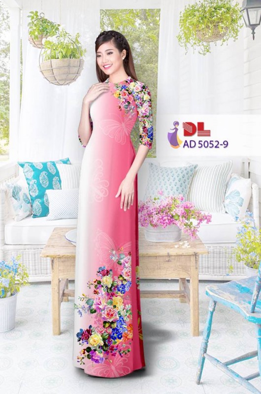 Vải áo dài hoa nhỏ trên dưới