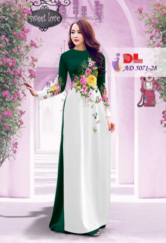 Vải áo dài hoa chùm đẹp