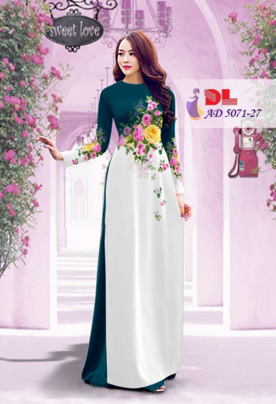 Vải áo dài hoa chùm đẹp