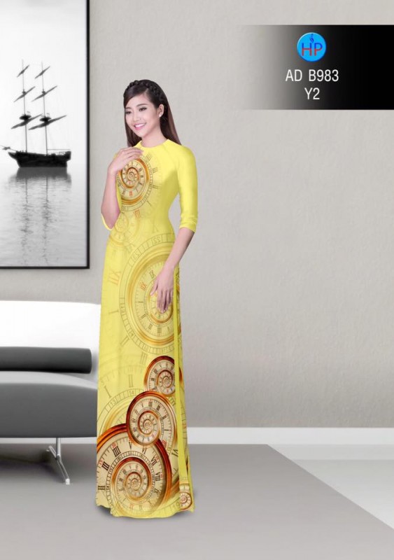 Vải áo dài hình đồng hồ cũ