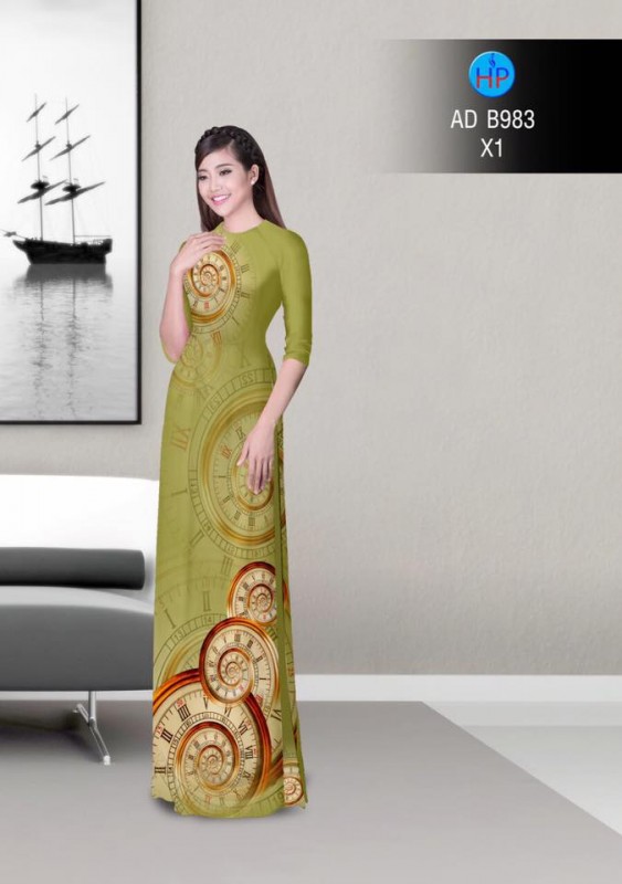 Vải áo dài hình đồng hồ cũ