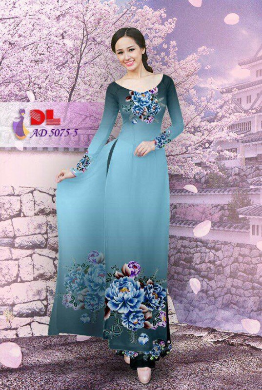 Vải áo dài hoa cúc 3D