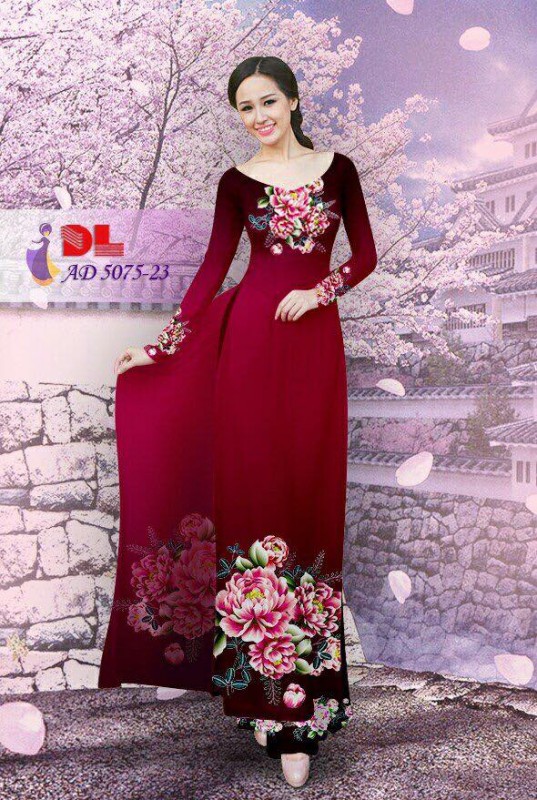 Vải áo dài hoa cúc 3D