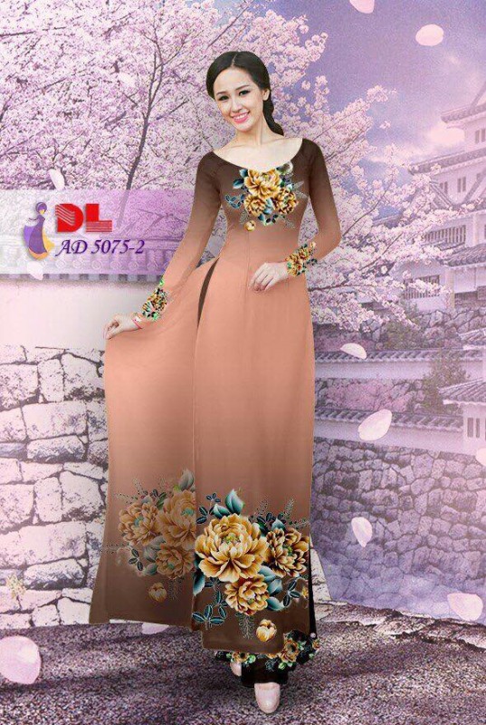 Vải áo dài hoa cúc 3D