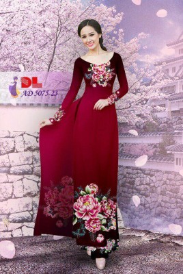 Vải áo dài hoa cúc 3D-DT 3467