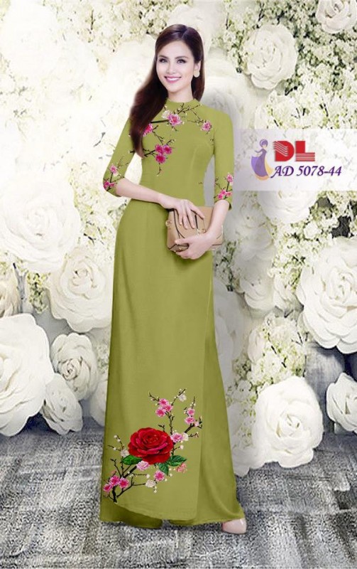 Vải áo dài hoa hồng