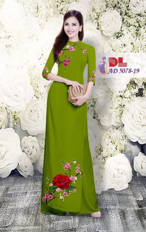 Vải áo dài hoa hồng