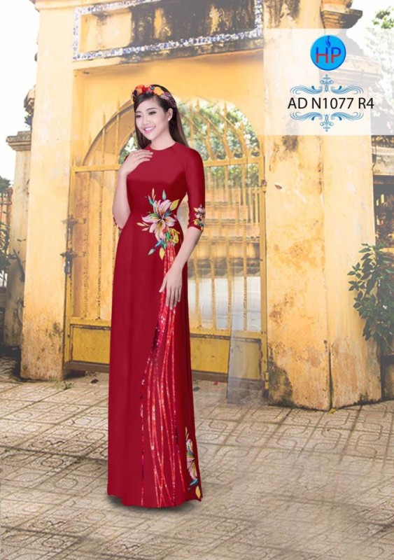 Vải áo dài hoa chạy dọc
