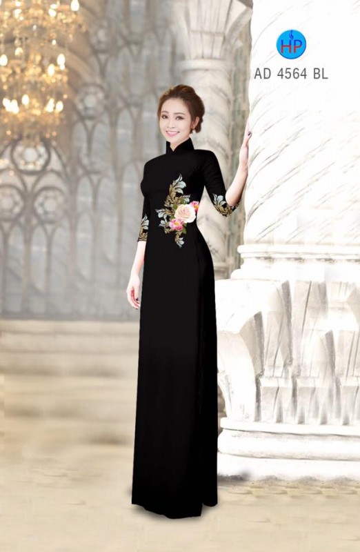 Vải áo dài hoa Hồng ngang eo