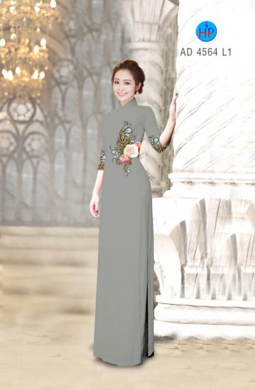 Vải áo dài hoa Hồng ngang eo Vải áo dài hoa Hồng ngang eo