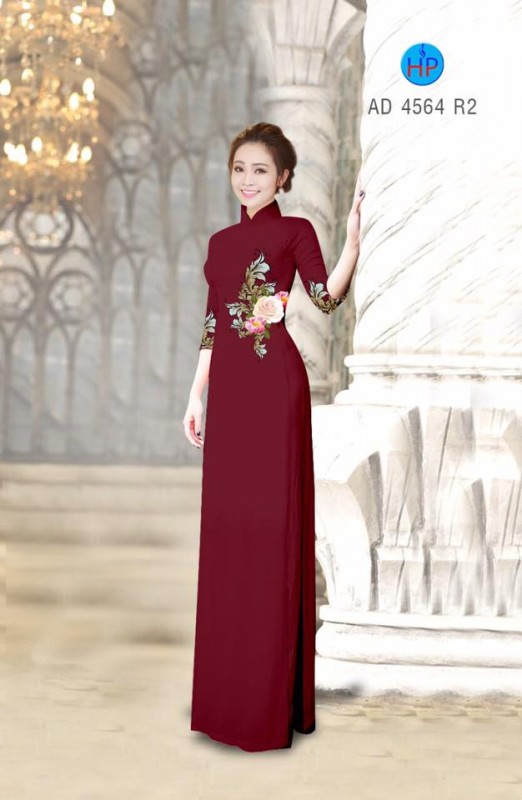 Vải áo dài hoa Hồng ngang eo Vải áo dài hoa Hồng ngang eo