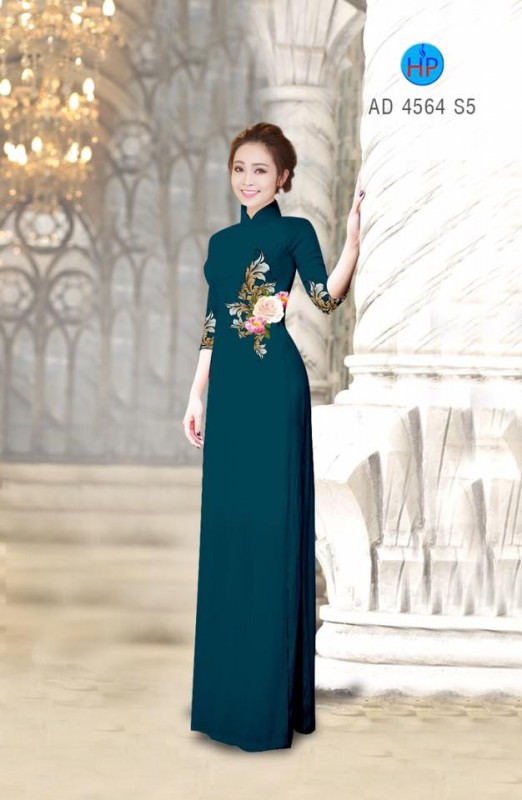 Vải áo dài hoa Hồng ngang eo Vải áo dài hoa Hồng ngang eo
