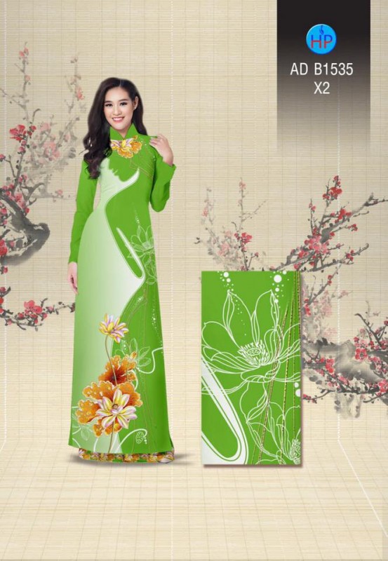 Vải áo dài hoa sen và thiếu nữ