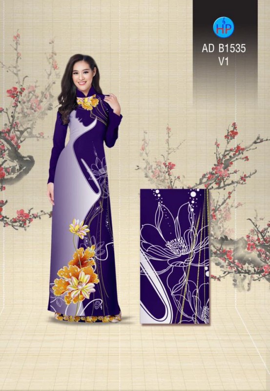 Vải áo dài hoa sen và thiếu nữ