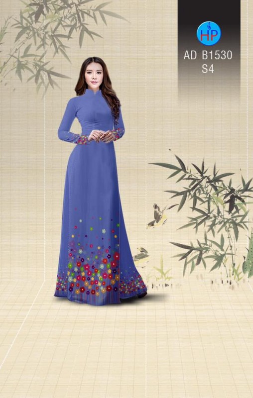 Vải áo dài hoa nhí tà dưới